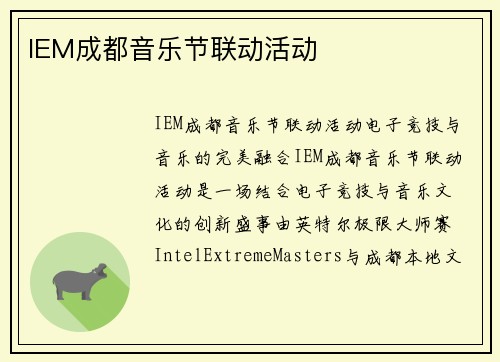 IEM成都音乐节联动活动